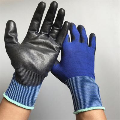 China OPTIMUMS 18 Gauge PU Gloves Nylon Gardening Light Blue PU Coated Work Gloves for sale