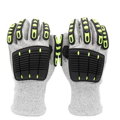 China Gardening PU Cut Resistant Anti Vibration Shock Resistant TPR Mechanic Impact Gloves Anti Cut Gloves for sale