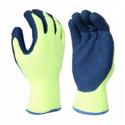 China Gardening Cold Gauge Hi-Vis Yellow Brushed Proof 7 Terry Loops Acrylic Coating Latex Ply Winter Gloves for sale