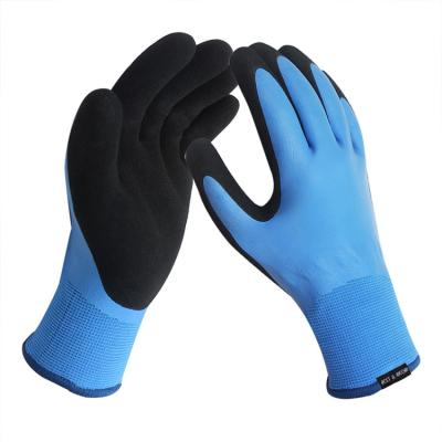 China Double 13G Shell Nitrile Latex Sandy Fully Water Oil Proof Winter Gardening Double Coated Gloves for sale