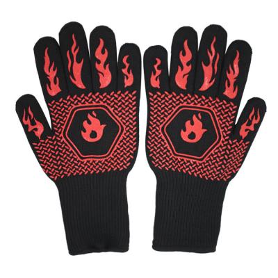 China Silicone Kitchen Double Oven BBQ Grill Dotted Dotted Heat Resistant Gloves for sale