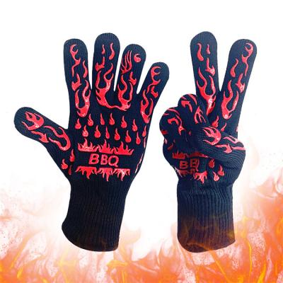 China Custom Brand Dotted Flexible Silicone Cotton Cooking Heat Resistant Anti Slip BBQ Grill Gloves for sale