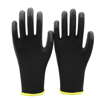 China Breathable Black Nylon Polyurethane Gardening Coating Safety Work Construction PU Gloves For Industry for sale