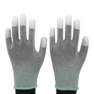 China Anti-Static Gloves Carbon Fiber ESD Gloves PU Finger Gardening Gloves for sale