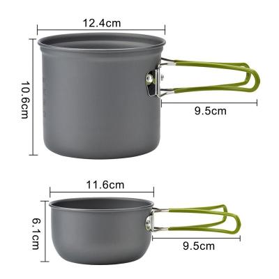 China Lightweight High Quality Aluminum Camping Pot Set Hiking Backpacking Cookware Outdoor Cooking Set for sale