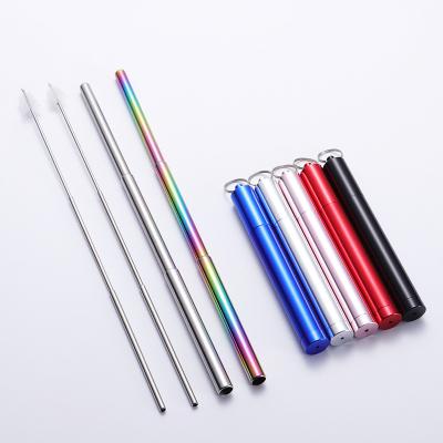 China Stainless Steel Foldable Portable Metal Extension Type Customized Telescopic Drinking Straw for sale