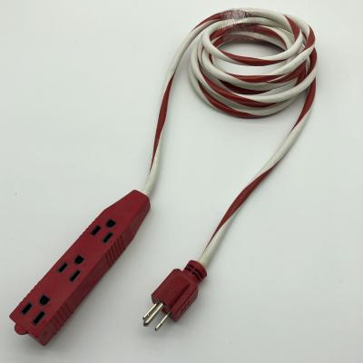 China Home Appliance Color 3-Conductor 3 Outlet Red White 5-15p 125V~ 16/3-14/3 Extension Cord for sale