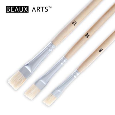 China Oil/Acrylic Flat Artist Painting Brushes Set 3pcs Hog Hair Oil Painting Artist Brush Set Pinceles for sale