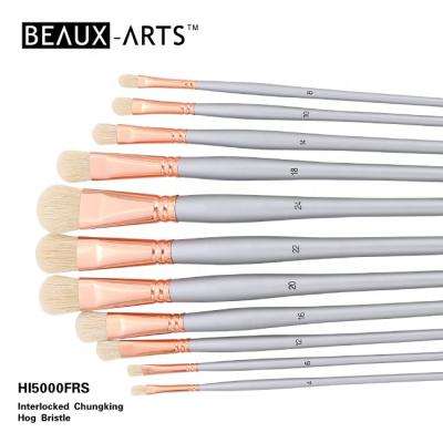 China Chungking Filbert Hog Bristle Acrylic Oil Painting Brush Set Brushes Set Short Professional Oil Artist for sale