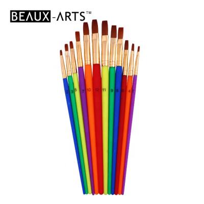 China Acrylic/Watercolor Brush Gold Nylon Paint Brushes Soft Comfortable Colorful Plastic Acrylic Watercolor Brush Set for sale