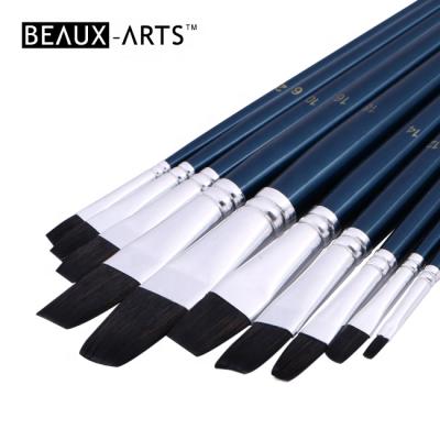 China Acrylic Color Gouache/Water/Artist Blue Synthetic Flat Watercolor Brush Set Tempra Squirrel Hair For Professional Chinese Supplies for sale