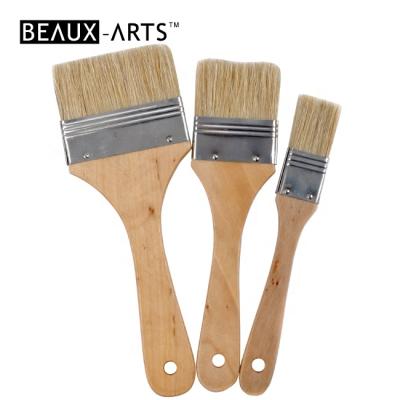 China For Oil Use Bleached Pig Bristle Tin Ferrule Paintbrush Art Paint Brush Set Flat Paintbrushes for sale