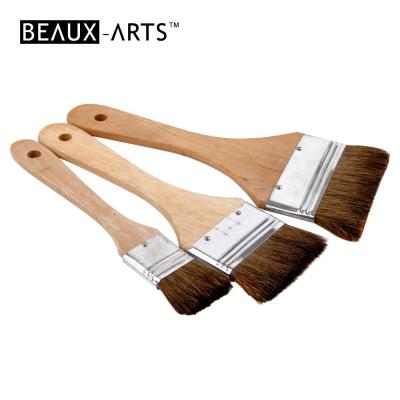 China For Acylic Use High Quality Pony Hair Tin Ferrule Flat Playbrush With Wooden Brush Handle for sale