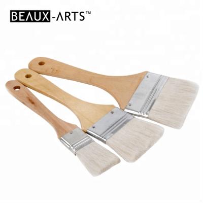 China For Wall Painting Use White Goat Hair Flat Wall Paintbrush Watercolor Art Paintbrush With Wooden Handle for sale