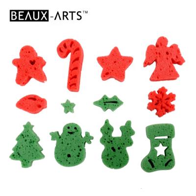 China Creative Card Art Craft Red of Craft Kids Foam Stamp Christmas Package Set Card and Green Sponge Stamps for sale