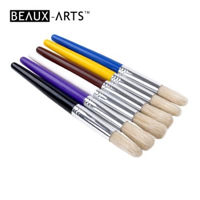 China oil & 6pcs Acrylic Paint Around Chubby Kids Paint Brush Set with Plastic Handle Kids Craft Brush for sale