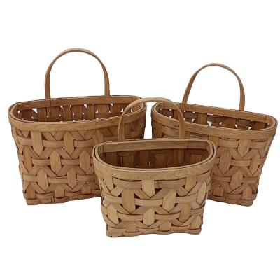 China Europe Poplar Chips Basket Weaving Flower Pot With Plastic Liner for sale