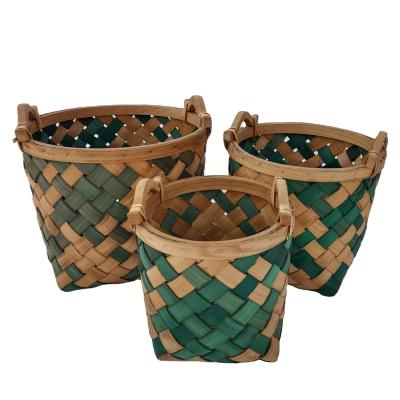 China American Home Decor Green Color Style Flower Basket Flower Pot With Plastic Liner for sale