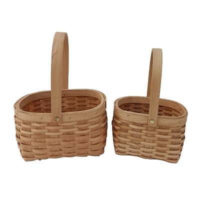 China Europe Design Wood Chips Holiday Home Decor Handmade Nice Flower Girl Basket Basket for sale