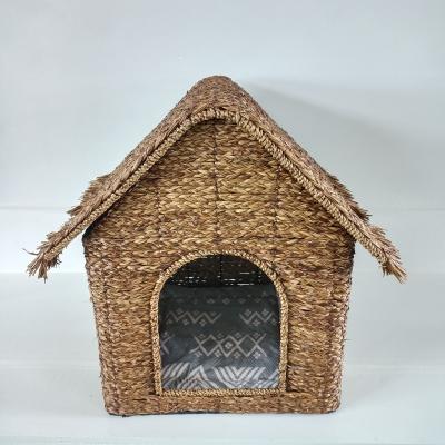 China Sustainable Recycled Handmade Pe Rattan Pet Sleep Bed for sale