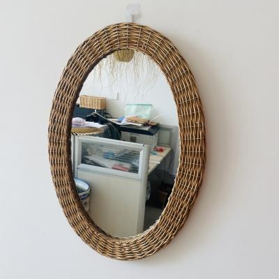 China Modern Interesting Looking Traditional Design Hand - Woven Willow Indoor Hanging Mirror for sale