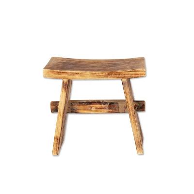 China Small Rustic Creative Design Living Room Garden Indoor Home Indoor Home Ottoman Stool Foot Stool Solid Wood Decorative Bench for sale