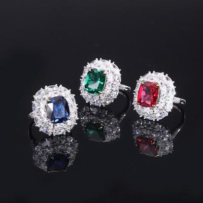 China Lanciashow 925 Solid Silver Women Ring with Synthetic Ruby/Emerald/Sapphire for Party, Wedding, Engagement Y093 11.6mmx9 for sale