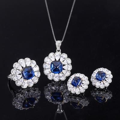 China Lanciashow Women Jewelry Set for Special Occasions with Simulated Sapphire for sale