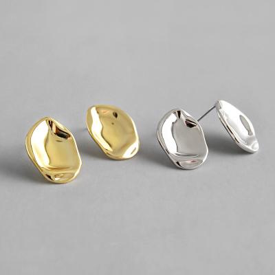 China Lanciashow Sterling Silver Simple Studs Earrings Irregular Geometric Shape Jewelry for sale