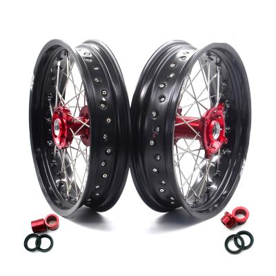 China 6082-T6 Aluminum KKE 3.5/4.25 Supermotard Compatible With SUZUKI RMZ250 2007-2021 RMZ450 2005-2021 Hub Black Red Rim for sale