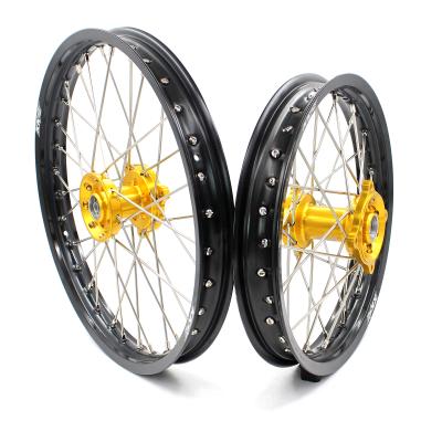 China 2002-2022 Gold RM85 Hub Black Rim Set Fit SUZUKI RM80 1993-2001 6082-T6 19/16 Aluminum Kid's Big Wheels KKE for sale