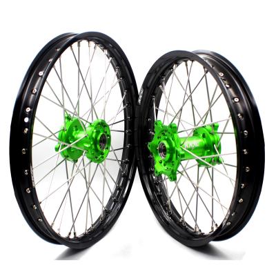 China 6082-T6 Aluminum KKE 21/19 CNC Motocross Wheels Rims Set Compatible With KAWASAKI KX250F KX450F 2006-2021 KX125/250 2006-2007 Aluminum for sale