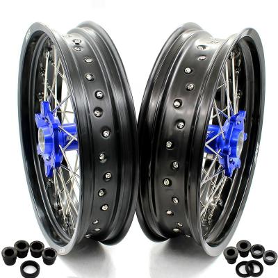 China 6082-T6 KKE 3.5/4.25 Aluminum Motorcycle Wheels Set Compatible With Husqvarna TE TC Fe FC 2014-2021 Blue Black Rim for sale