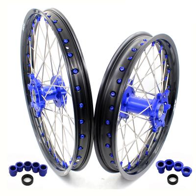 China 21/18 6082-T6 KKE Motorcycle Aluminum Enduro CNC Racing Wheels Wire Rim Set Compatible With YAMAHA WR250F WR450F Anodized Color for sale