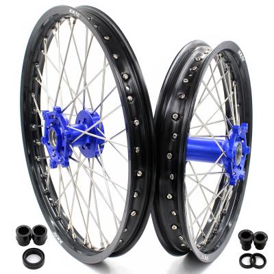 China 6082-T6 KKE Off Road Dirt Bike Motorcycle Wheels Aluminum Rims Set Blue Hub Black Rim For YAMAHA WR250R 2008-2021 Fit for sale