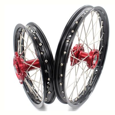 China 6082-T6 Aluminum Motorcycle Kid's Wheels KKE Big Small Rims Set Honda CRF150R 2007-2021 Red Hub Black Rim Fit for sale