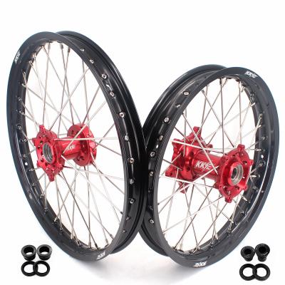 China 6082-T6 Aluminum KKE 2 Load Motorcycle Wheels Rims Set Fit Gas EC300 XC300 2018-2020 Aluminum Alloy Anodized Red Hub Black Rim for sale