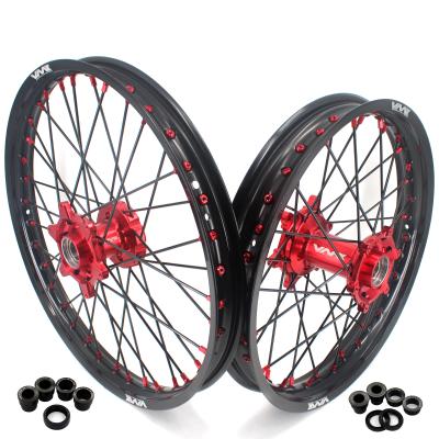 China 6082-T6 Aluminum KKE 21/18 Fits EC 250 300 MC 125 Gas Gas 2021 Enduro Motorcycles Wheels Dirt Bike Hub Black Red Rim for sale