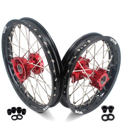 China MIni Wheels Rims Set Compatible 6082-T6 Aluminum Kid's KKE 14/12 with Gas MC 65 Gas 2021 Dirt Bike Aluminum Red Hub Black Rims for sale