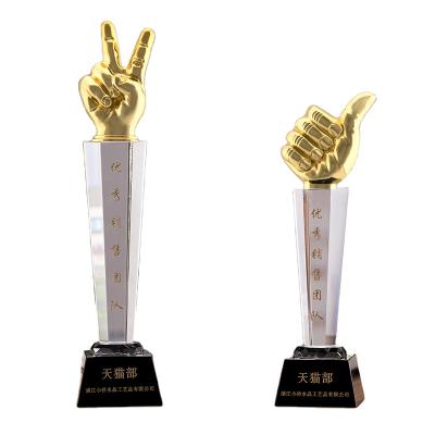 China Crystal Supplier Excellence Partner Medal Contemporary and Contracted Custom Metal Thumb Trophy Trophy Making LOGO for sale