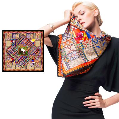 China Aurora Branded Business Gifts Designer Scarves Women Lady Colorful Square Shawls 100% Twill Luxury Silk Scarf 90cm for sale