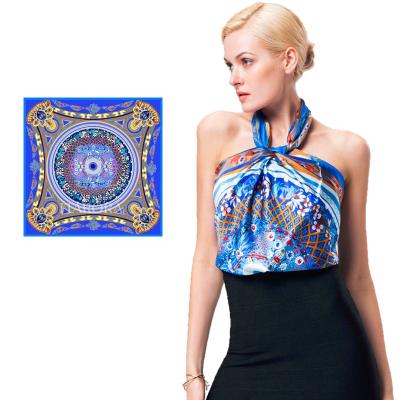 China Luxury Gifts Aurora Branded Designer Scarves 90cm Square Luxury Silk Scarves For Women Lady Luxury Brand Elegant 100% Silk Satin Scarf Shawls for sale