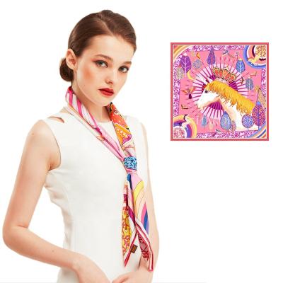 China Aurora Branded Business Gifts Designer Scarves Women Lady Colorful Square Shawls 100% Twill Luxury Silk Scarf 90cm for sale