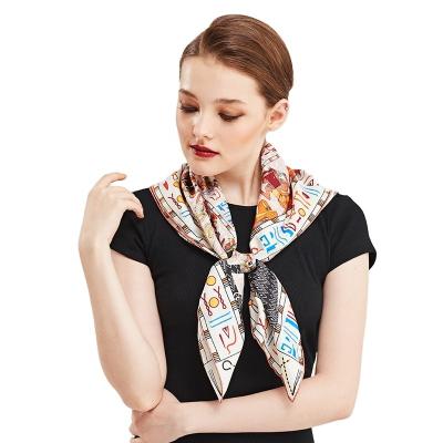 China Aurora Branded Business Gifts Designer Scarves Women Lady Colorful Square Shawls 100% Twill Luxury Silk Scarf 90cm for sale