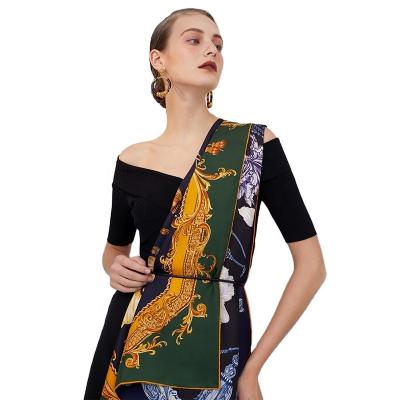 China Luxury Gifts Double Side Luxury Pure Silk Square Scarves Women Lady Luxury Designer Scarf 110cm Twill Print Business Expensive Gift for sale