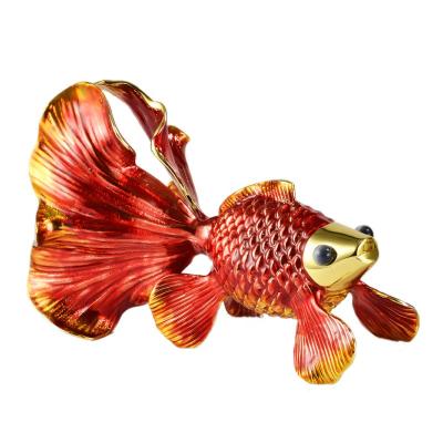 China Desktop Fine Copper High Quality Exquisite Crafts Ornament Goldfish Decoration Europe Table Gift Affordable Luxury Present for sale