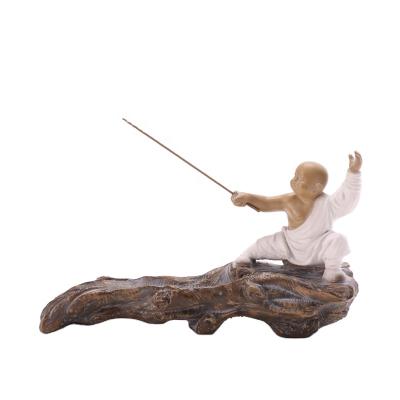 China 2021 Chinese Hot Sale Incense Dropshipping Products Popular Hot Sale Incense Stick Holder Smart Censer Shaolin Monk Figurine for sale