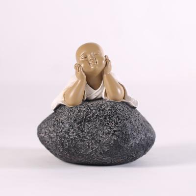 China China popular hot sale dropshipping stone crafts home decor buddha statue monk Ornaments laughing buddha kongfu small for sale