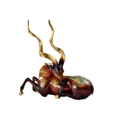 China High Quality Accessible Furnishing Items Animals High Quality Deer Open Home Interior Design Decor Decorative Crafts Copper Luxury for sale