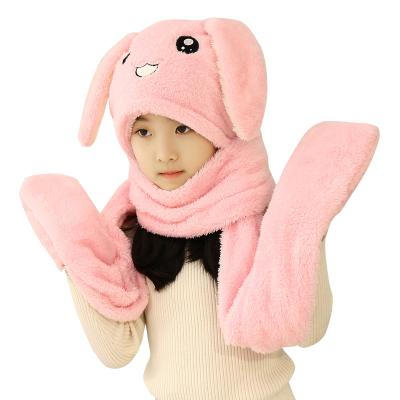 China Four Seasons Winter Children's One Hat And Scarf Boy And Girl Thickened Cute Warm Plush Baby Penguin Hearing Protection Hat for sale